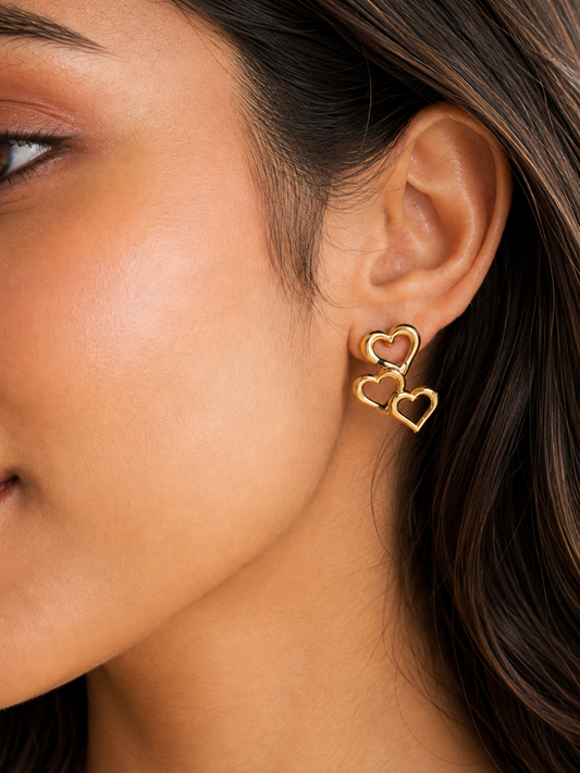 Triple Hearts Studs