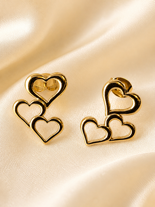 Triple Hearts Studs